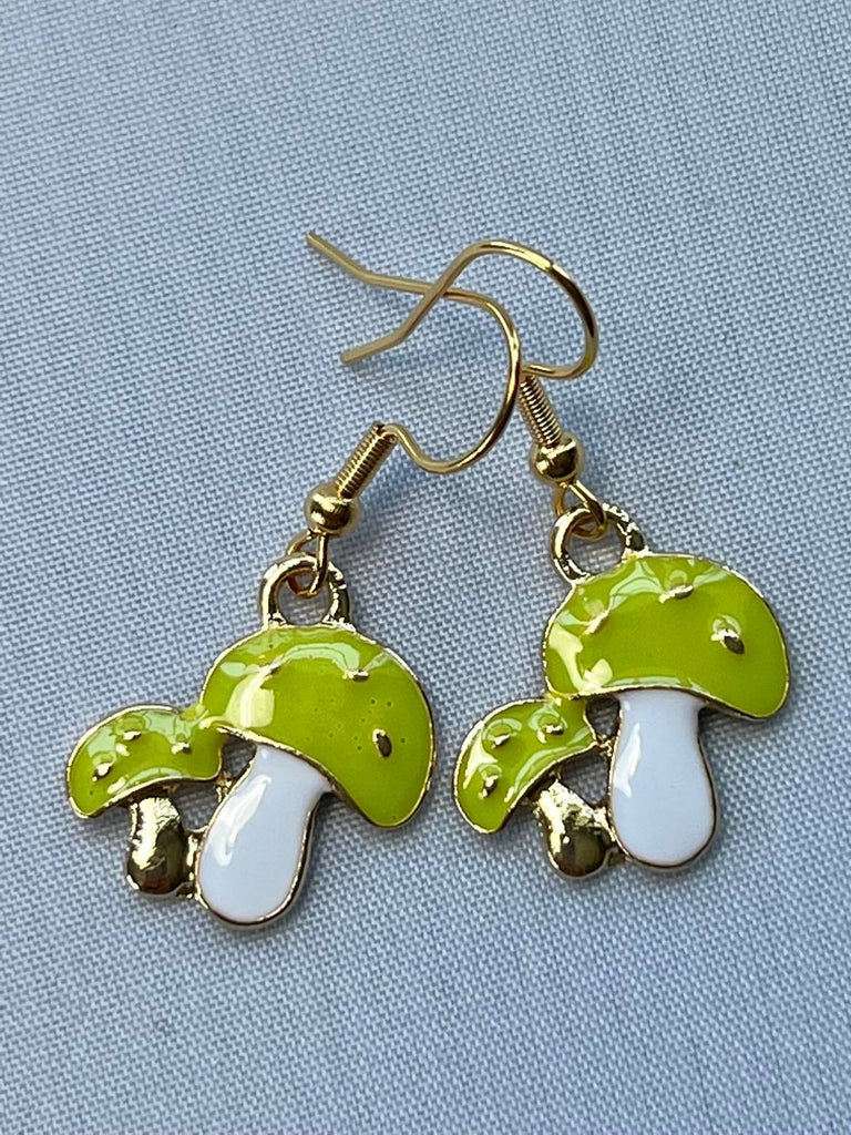 Green Mushroom / Shroom Dangle Earrings - CYR'S CREATIONS